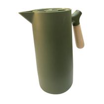 Garrafa Térmica Casa Vita Wood Cabo Bambu 1 Litro Portátil Cor:Verde