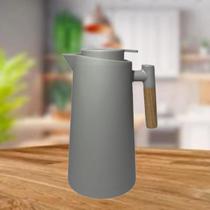 Garrafa Térmica Cinza Com Cabo De Madeira - DS Home Garrafa Térmica Cinza Com Cabo De Madeira - DS Home