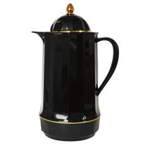 Garrafa Termica Colonial Diamante 1 Litro Preta C/Tampa de Rosca Moderna Café Chá Bebidas Quentes