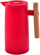 Garrafa Térmica com Alça Madeira Reta 1 Litro Vermelha - Wincy