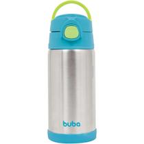 Garrafa Térmica Com Canudo Aço Inox 400ml Copo Térmico Parede Dupla Infantil Azul e Rosa Buba