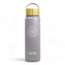 Garrafa termica com tampa de bambu 700ml