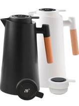 Garrafa Térmica com Termometro Digital 1L Café Chá Nórdica Com Cabo Madeira