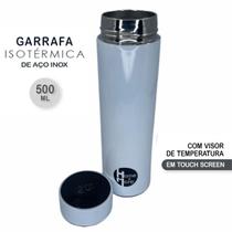 Garrafa Térmica Com Termômetro Led Digital Em Aço Inox Café Água Quente Gelado 500ml