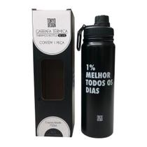 Garrafa Térmica de Aço Inox Compacta de Agua com Frase 700ml Cor:Preto Garrafa Térmica de Aço Inox Compacta de Agua com Frase 700ml Cor:Preto