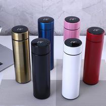 Garrafa térmica de aço inoxidável 500ml, garrafa térmica inteligente com display led temperatura à prova d'água caneca t - LED PRETA