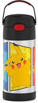 Garrafa térmica de aço inoxidável com isolamento a vácuo e palha, 340ml. Pokémon