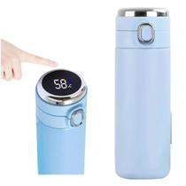 Garrafa Térmica de Água Inox com Termômetro Led Digital e Botão Estampa Lisa 420ML