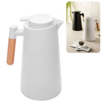 Garrafa Térmica De Café 1L Branca Plástico Cabo Madeira Escandinávia Luxo Lyor Garrafa Térmica De Café 1L Branca Plástico Cabo Madeira Escandinávia Luxo Lyor
