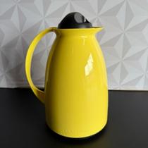 Garrafa térmica de café amarela 650ml para cozinha cantinho do cafe com alça e tampa de rosquear