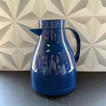 Garrafa térmica de café azul 1 litro para café chá com alça com bico com botão termica térmico azul escuro alça