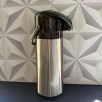 Garrafa térmica de café de inox com tampa de apertar e alça 1 litro termica cafe preta prata grande de cozinha viagem