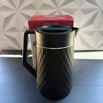 Garrafa térmica de café preta 700ml desiree para cozinha com fio prata cantinho do cafe com alça preto hauskraft botão