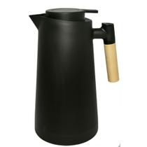 Garrafa térmica de café preta com alça de bambu e bico antigotejamento - 1 litro cantinho do café Garrafa térmica de café preta com alça de bambu e bico antigotejamento - 1 litro cantinho do café