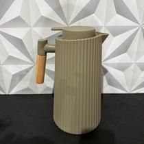 Garrafa térmica de café preta ou marrom com cabo de madeira 1 litro para cantinho do cafe canelada grande gatilho creme - Garrafa térmica de café preta ou marrom com cabo de madeira 1 litro para cantinho do cafe canelada grande gatilho creme -