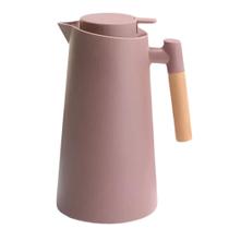 Garrafa térmica de café rosa 1 litro barata com cabo de bambu para cozinha cantinho do café