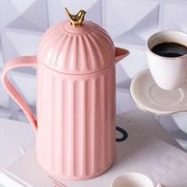 Garrafa térmica de café rosa 600ml com pássaro dourado wolff - termica Bird cantinho do cafe Garrafa térmica de café rosa 600ml com pássaro dourado wolff - termica Bird cantinho do cafe