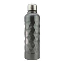 Garrafa térmica de inox decorada para água 750ml Cinza com tampa de rosquear - garrafinha squezze termica de agua suco ou café