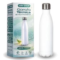 Garrafa Térmica de Inox Parede Dupla 750ml Prata Preto e Branca Vedação Hermética Livre de BPA