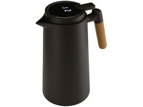 Garrafa Térmica de Plástico com Cabo de Madeira e Termômetro Tap Lyor 1L Preto