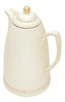 Garrafa Térmica de Porcelana Renda Creme 28cm 900ml Wolff Garrafa Térmica de Porcelana Renda Creme 28cm 900ml Wolff