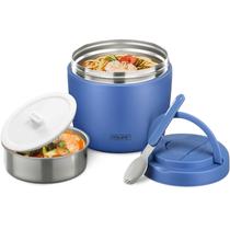 Garrafa térmica de sopa para adultos, recipientes de almoço de 32 onças, jarra de comida quente de boca larga, caixa Bento de aço inoxidável isolada a vácuo, à prova de vazamentos com colher (azul)