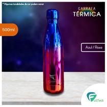 Garrafa Térmica Degradê Água 500ml Aço Inox Azul Academia