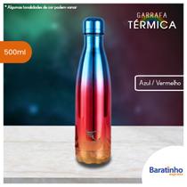 Garrafa Térmica Degradê Água 500ml Aço Inox Ciano Academia - Caerus