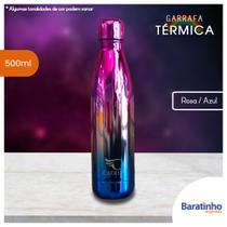 Garrafa Térmica Degradê Água 500ml Aço Inox Rosa Academia - Caerus