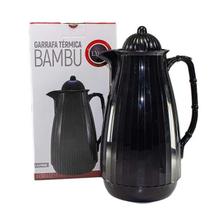 Garrafa Térmica em Plástico Bambu Preta 1L Lyor Garrafa Térmica em Plástico Bambu Preta 1L Lyor