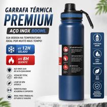 Garrafa Térmica Esportiva 800ml em Aço Inox com Isolamento a Vácuo Azul para Academia e Uso Diário Garrafa Térmica Esportiva 800ml em Aço Inox com Isolamento a Vácuo Azul para Academia e Uso Diário