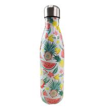 Garrafa Termica Estampada Flores Frutas Aço Inox Floral Florido 500ml Agua Gelada Squeeze Academia Treino Caminhada Trabalho Portatil Resistente