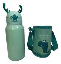 Garrafa Térmica Fofa Infantil Canudo Alça Bolsinha 500ml