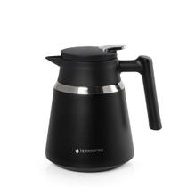 Garrafa Térmica Geisha Aço Inox Preto 1L com Botão Dupla Parede Mantém Quente 12h Frio 24h Design Vintage Termopro
