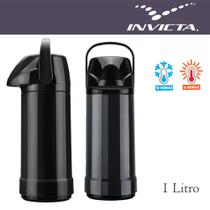 Garrafa Térmica GLT Pressão 1 Litro Preta Lisa Invicta