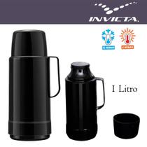 Garrafa Térmica GLT Rolha 1 Litro Preto Lisa Invicta