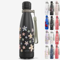 Garrafa Térmica Gocase URBAN Original 500ml Estampas Cor:Flores Divertidas - Preta