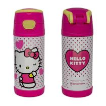 Garrafa Térmica Hello Kitty Sanrio Zona Criativa 350ml Cute Escritório Academia Caminhada Cor:Branco e RosaNome do Dese