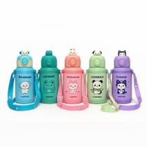 Garrafa Térmica Infantil 500ml Case Com Alça Canudo Tampa A Vácuo Antivazamento TR-014