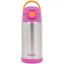 Garrafa Térmica Infantil Antivazamento Squeeze em Inox Parede Dupla 400ml com Canudo Buba