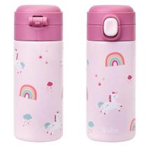 Garrafa Térmica Infantil Buba Magic Unicórnio Inox Com Canudo Silicone