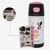 Garrafa Térmica Infantil Click Canudo 350ml C/Adesivo Vaquinha
