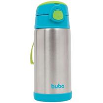 Garrafa Térmica Infantil Inox Com Canudo 400ml Buba Azul