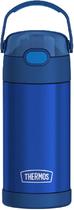 Garrafa Térmica Infantil Thermos De Aço Azul Com Canudo, 355 Ml