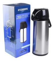 Garrafa Térmica Inox 1,9l Exclusiva - Soprano Cor Preto/Inox Garrafa Térmica Inox 1,9l Exclusiva - Soprano Cor Preto/Inox