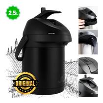 Garrafa Térmica Inox 2,5 Litros Sure Up Preta Inoxidável Com Alavanca para Terere e Chimarrão Alta Conservação Resistente