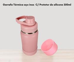 Garrafa Térmica Inox 350ml Conserva Quente e Frio Tampa Rosqueável Protetor de Silicone Antiderrapante Garrafa Térmica Inox 350ml Conserva Quente e Frio Tampa Rosqueável Protetor de Silicone Antiderrapante