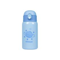 Garrafa termica inox 400ml com canudo azul/planeta - pimpolho