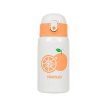 Garrafa termica inox 400ml com canudo bege/laranja - pimpolho