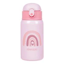 Garrafa Termica Inox 400ml Com Canudo Pimpolho Rosa Arco-Iris